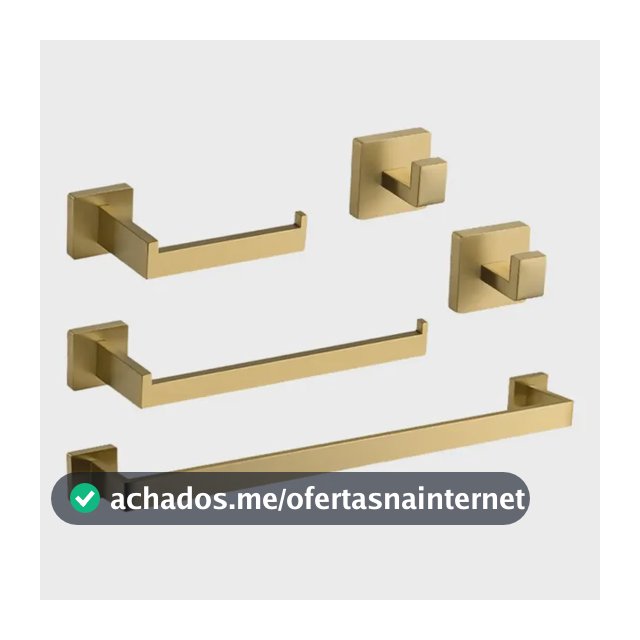 Kit 5 Conjunto Acessorios Suporte Banheiro Lavabo Inox 304 Dourado