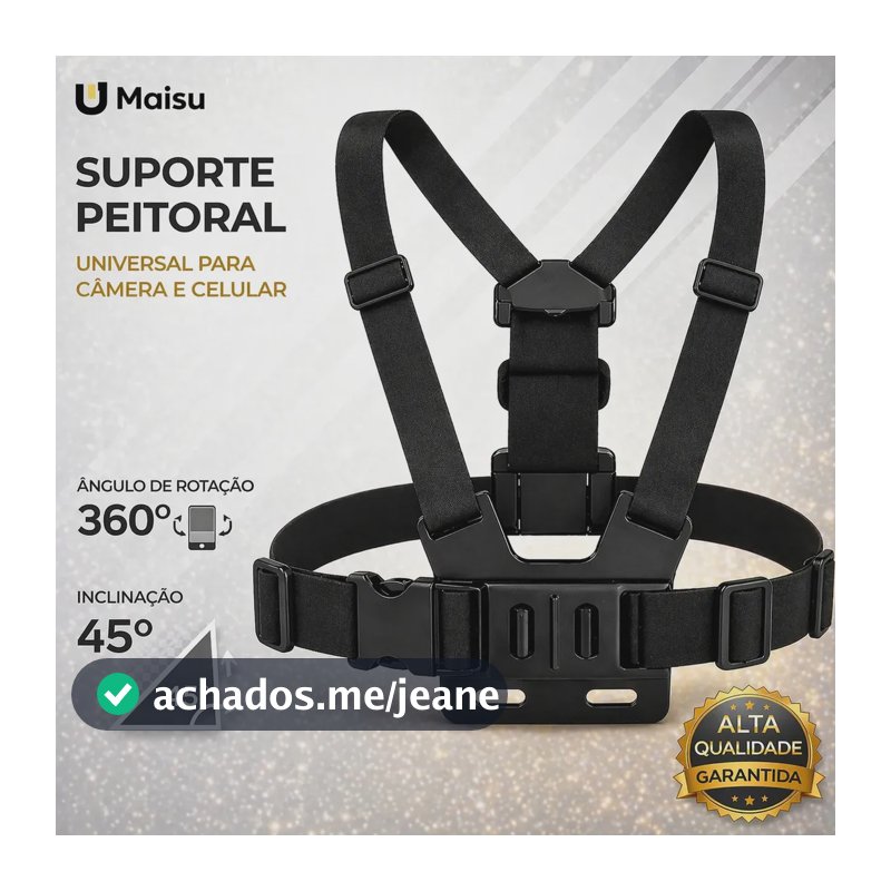 Suporte De Peito Para Celular Câmera Gopro Peitoral Torso Cinturão Ajustável Moto Bicicleta Esporte - U Maisu