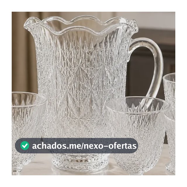 Jogo De Jarra 1,5 Litros Com 6 Taças 300ml Vidro Sicília Vidro Cristalino
