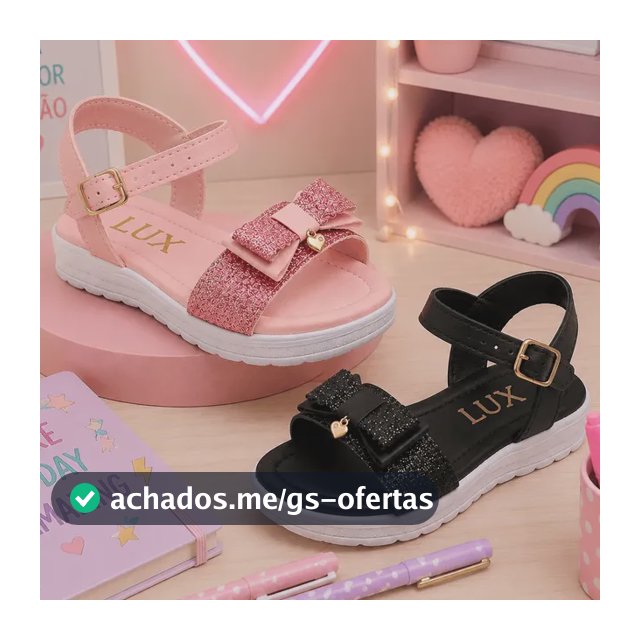 Kit 2 Pares Sandália Rasteira Infantil Menina Com Glitter