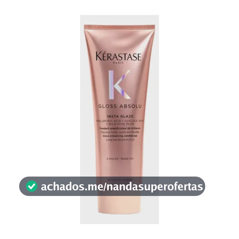 Kérastase, Condicionador, Gloss Absolu, Insta Glaze, para todos os tipos de cabelos, ação anti-frizz com Ácido Hialurônico, Ácido Glicólico e Óleo de Rosa Silvestre, potencializa o brilho, 250ml