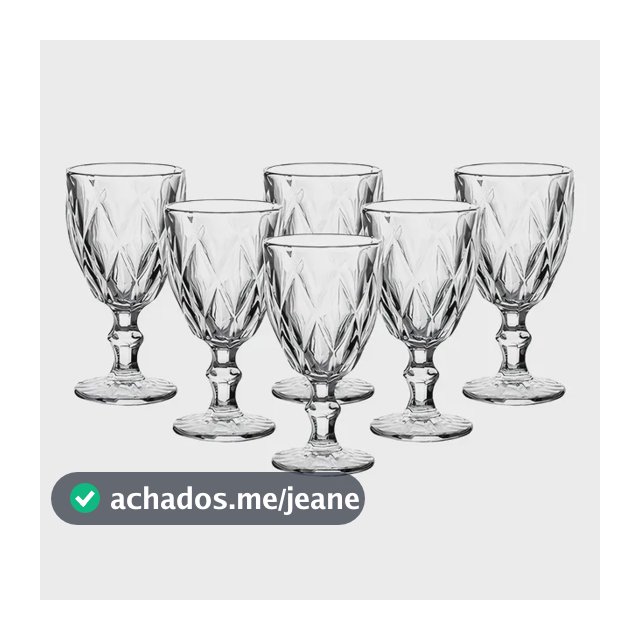 Jogo De Taças De Vidro Diamante Com 6 Peças De 340 Ml Linha Premium