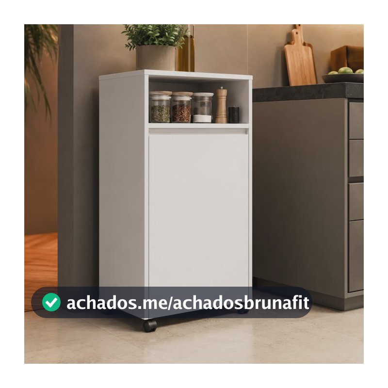 Armário Para Botijão De Gás Com Nicho Organizador E Rodinhas Branco