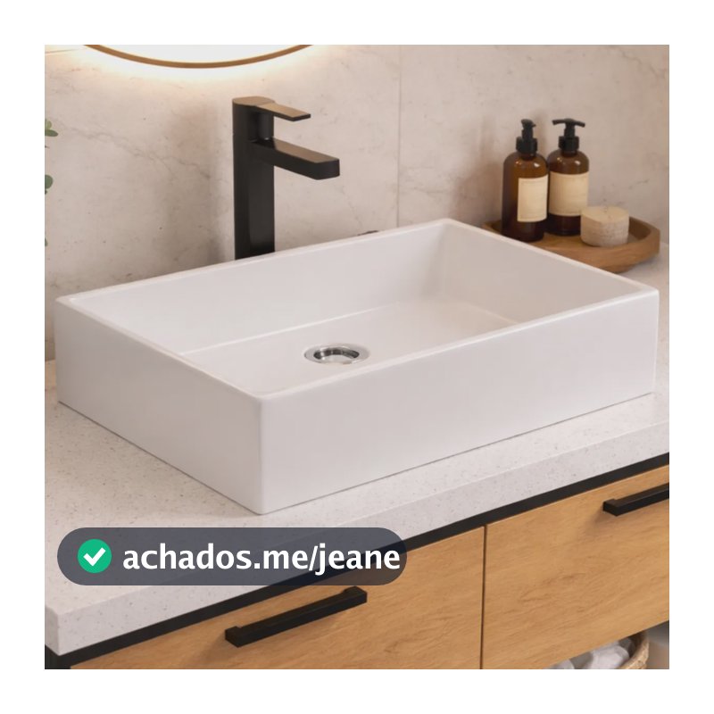 Cuba De Apoio Lavatório Pia Sobrepor Banheiro 40x28 Branca Branco - Retangular Acetinado