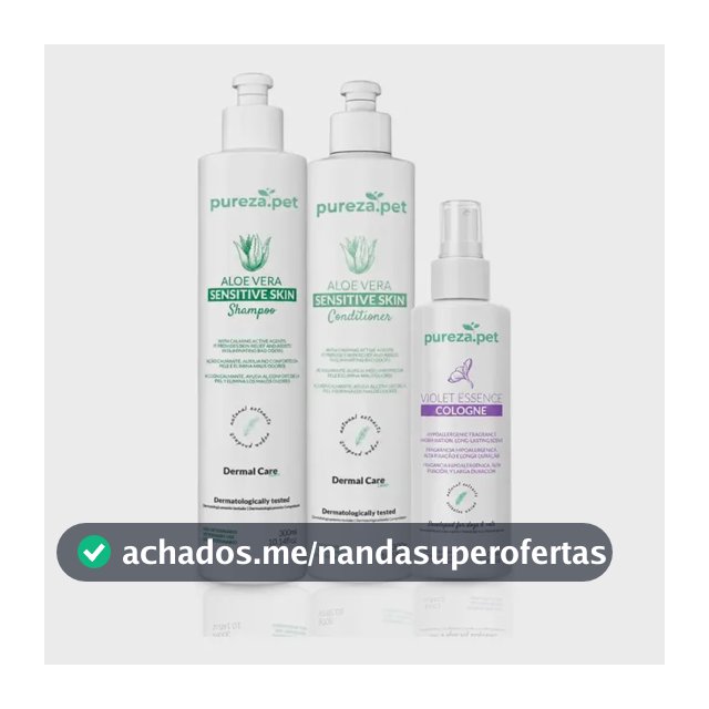 Shampoo e Condicionador Sensitive Skin Pureza Pet Aloe Vera 300ml Cachorro/Gato