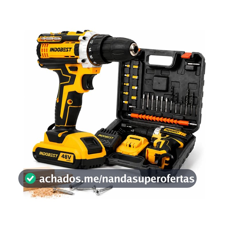 Parafusadeira Furadeira Sem Fio 2 Baterias 340w 1550 Rpm Cor Amarelo
