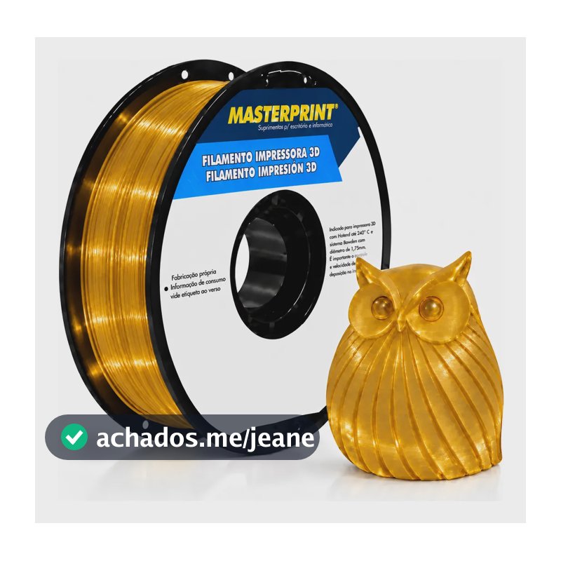 Filamento Masterprint Petg De Impressora 3d 1,75mm 1kg Cores Amarelo Translúcido