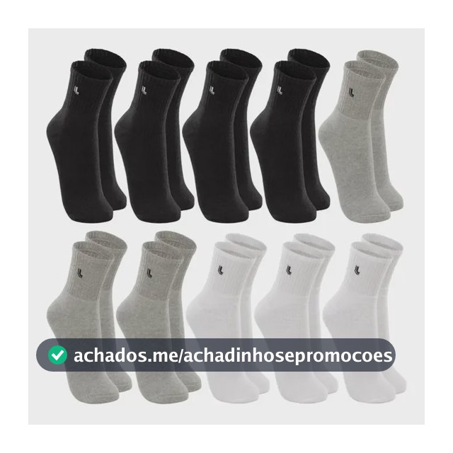 Kit 10 Pares Meia Lupo Original Masculina Cano Médio Algodão