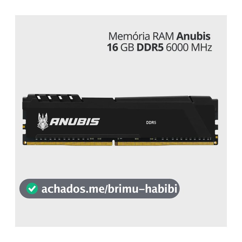 Memória RAM Desktop 16GB DDR5 6000MHz para PC, Módulo Interno com Dissipador de Calor - Linha Anubis UP Gamer