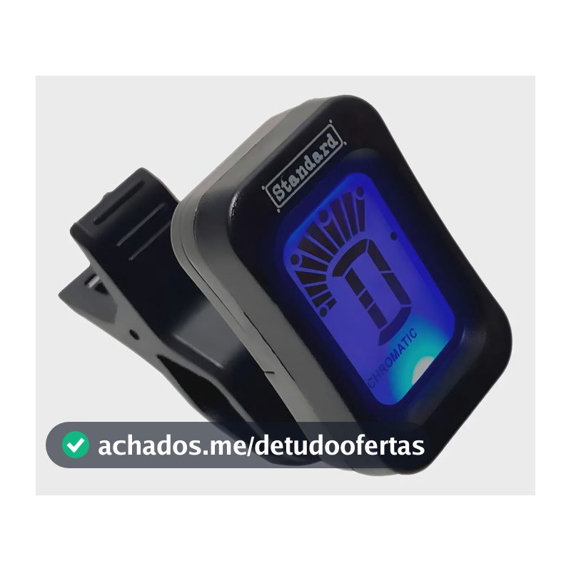 Afinador Cromático Digital Clip Cavaquinho Violão Guitarra Standard Preto