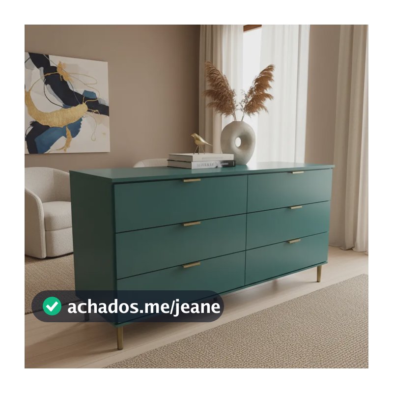 Cômoda Ditália 6 Gavetas Dm-243 Verde Oliva Verde