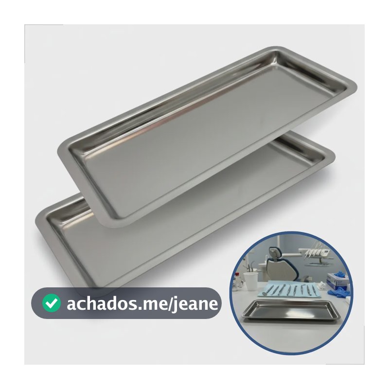 2 Bandejas Inox Médico Dentista Clinica 22x09x1,5 Hospitalar