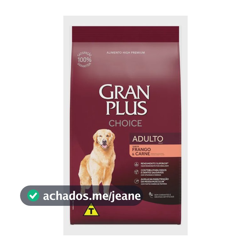 Ração Seca Gran Plus Cão Adulto Frango/Carne 20kg