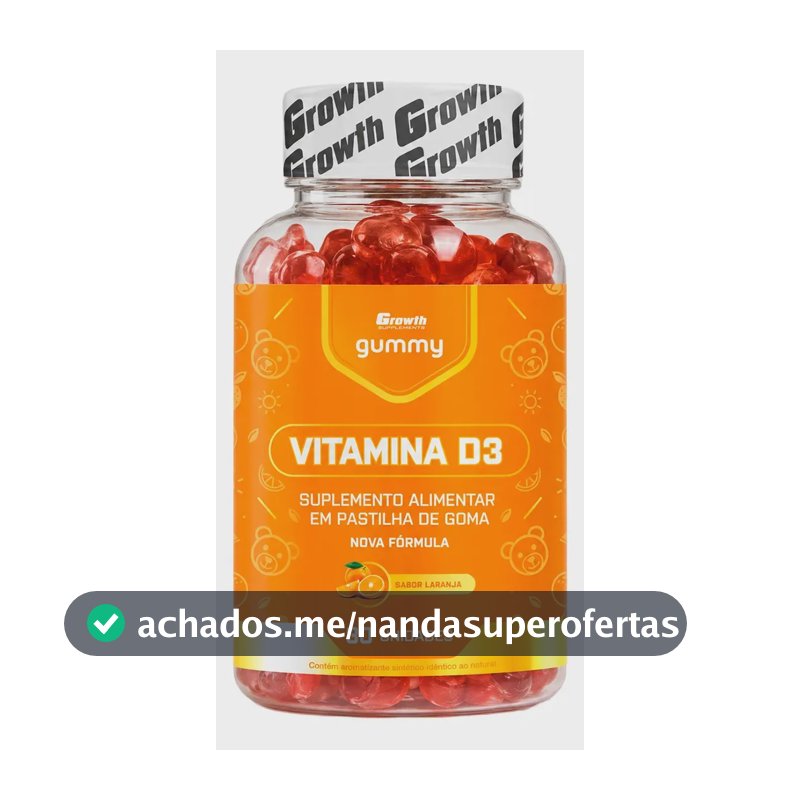 Vitamina D3 Gummy 30 Un Growth Supplements - Sabor Laranja Laranja