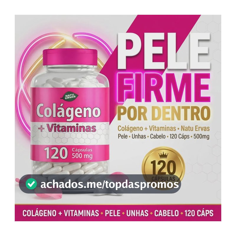 Colágeno + Vitaminas 120cps Rejuvenescimento Pele Saudável E Firme Antissinais Iluminada Jovem Renovadora Anti-idade Sem Sabor