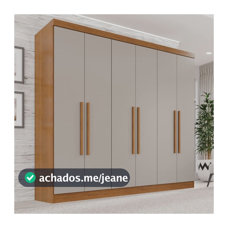 Guarda-roupa Casal 6 Portas 2 Gavetas França Cinamomo/off White