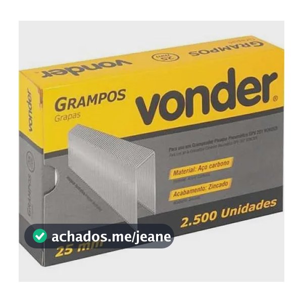 Grampo 25mm Para Grampeador Gpv 201 2.500un Vonder