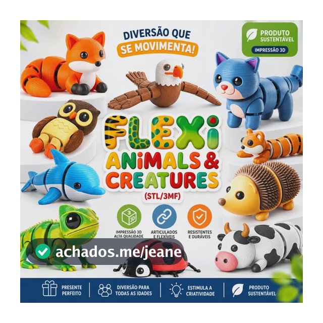 Pack Stl Impressão 3d - Modelos Flexíveis Animais Articulado