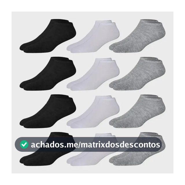 Kit 12 Pares Meia Soquete Cano Curto Preto 38 Ao 44 Premium