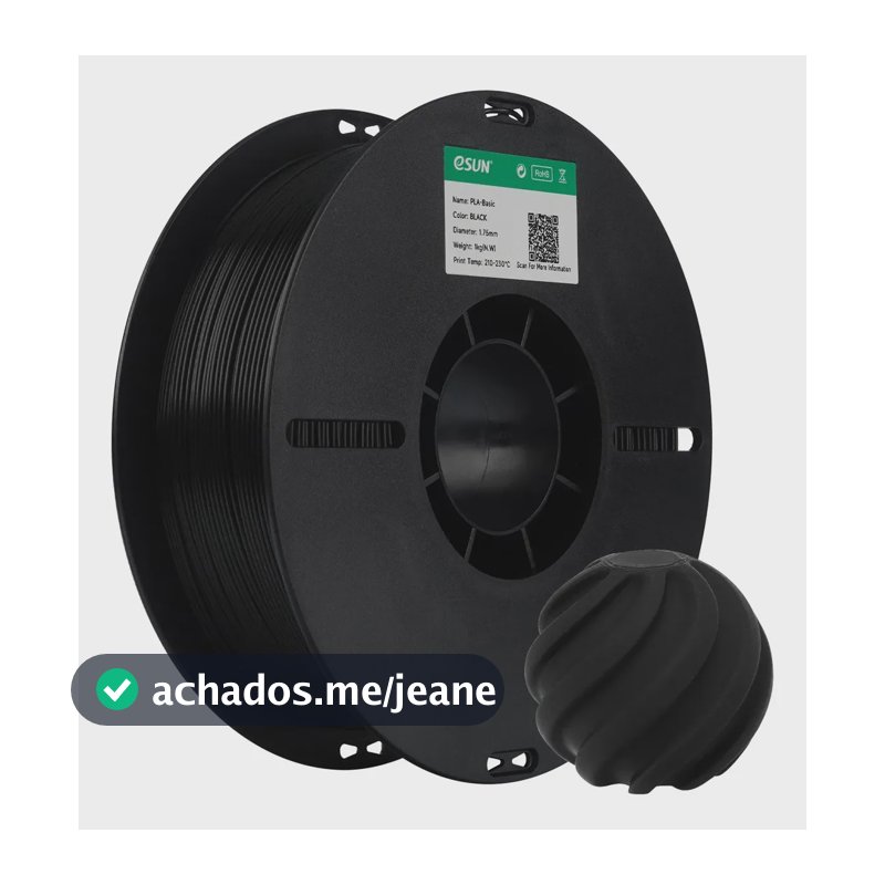 Filamento De Impressão 3d Básico Esun Pla 1 Kg, Cor Preto