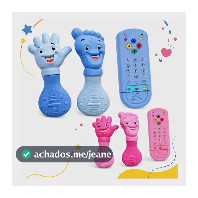 Kit 3 Mordedor Bebê Mãozinha Pezinho Controle Remoto