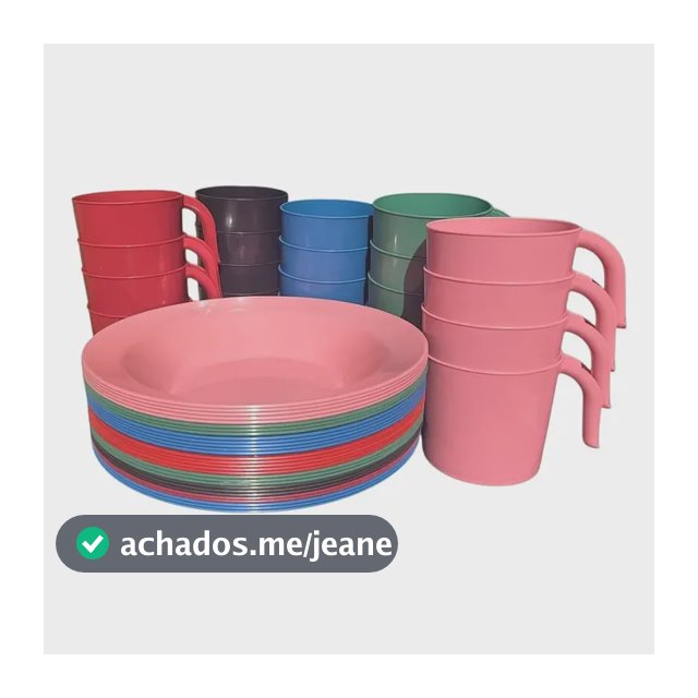 Kit 10 Pratos Redondos + 10 Canecas Empilhável Plástico Cor