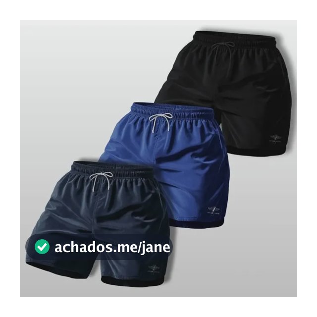 Kit 3 Shorts Bermuda Masculina Básico Mauricinho Tactel