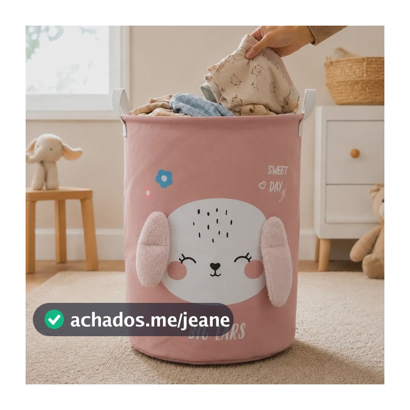 Cesto De Roupas Sujas Infantil Brinquedos Roupa Firme Fofo Rosa