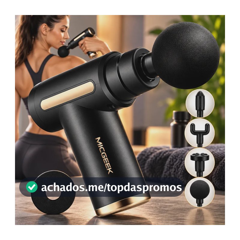 Massageador Pistola Elétrica Profissional Muscular Portátil Aparelho Fisioterapia Corporal, 6 Velocidades 4 Cabeças De Massagem - Micgeek