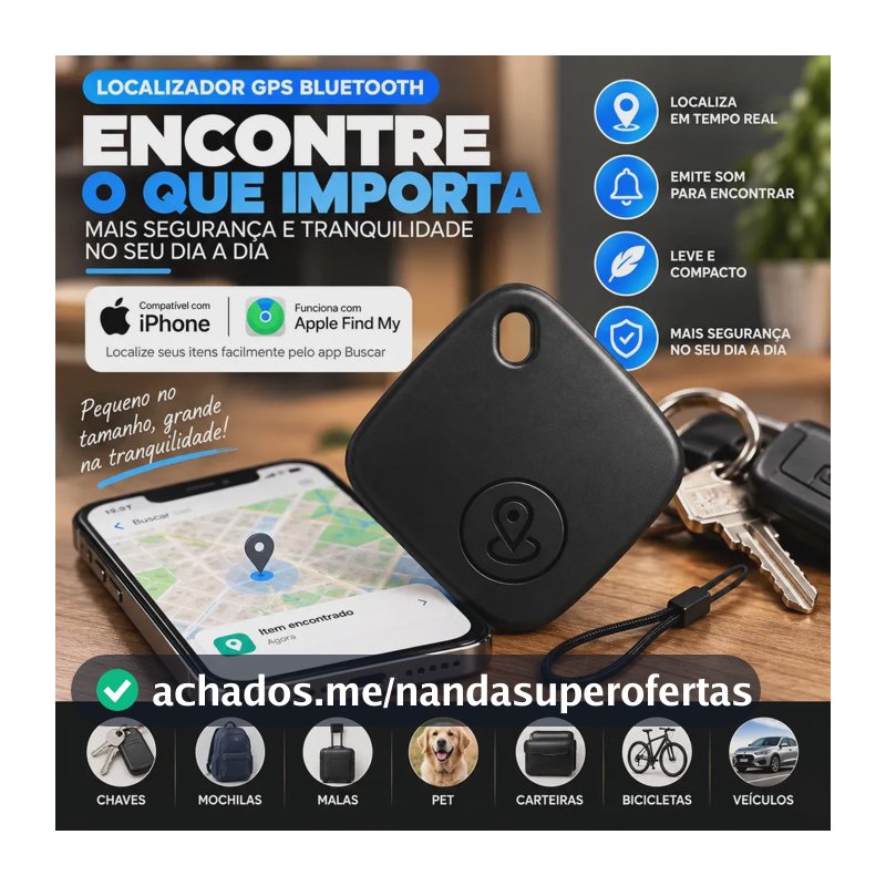 Mini Localizador Gps Smart Tag Compatível IOS Rastreador Preto/branco
