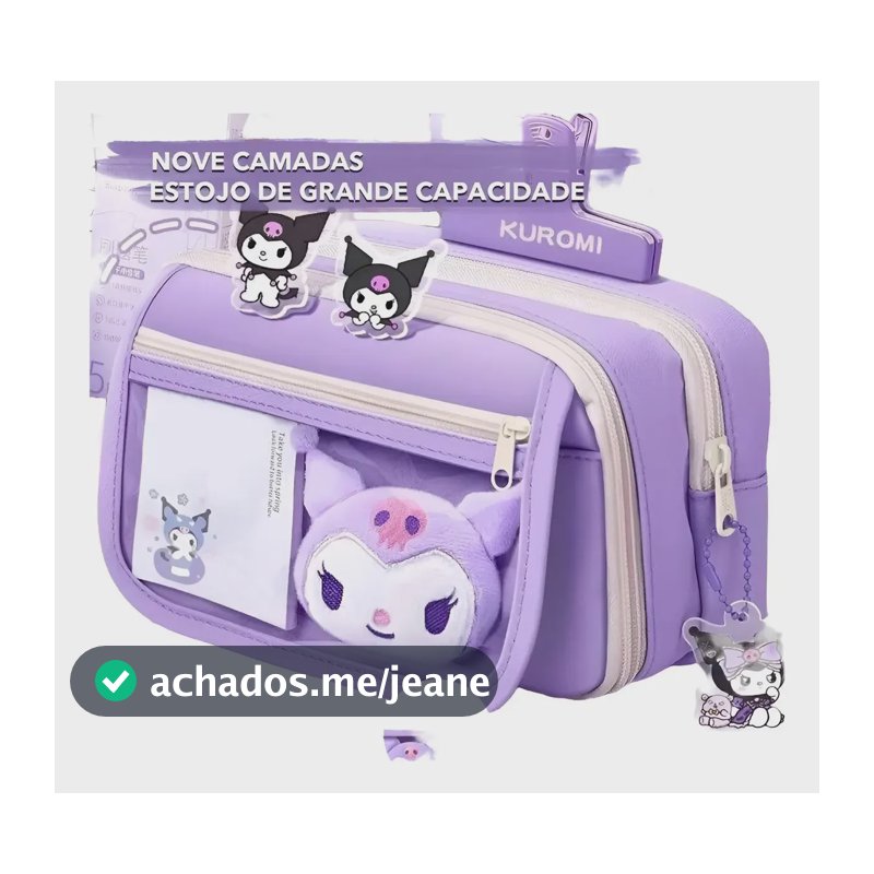 Kit Bolsa De Lápis Estojo Capivara De Transparente Fofo Roxo Pencil Case