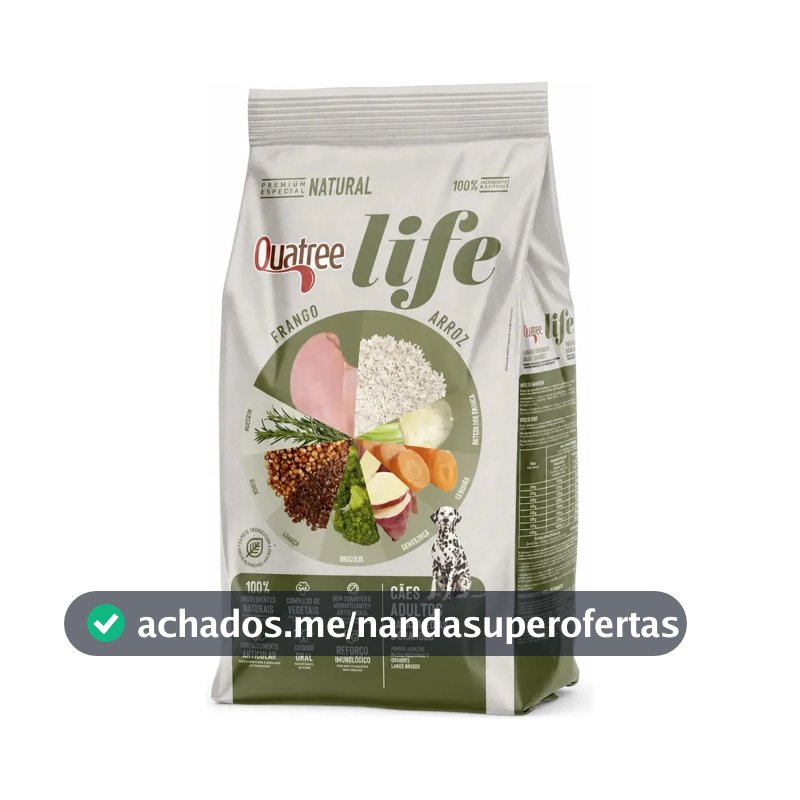 Alimento Quatree Life Premium Especial Quatree Life Cães Raças Médias e Grandes Para Cão Adulto