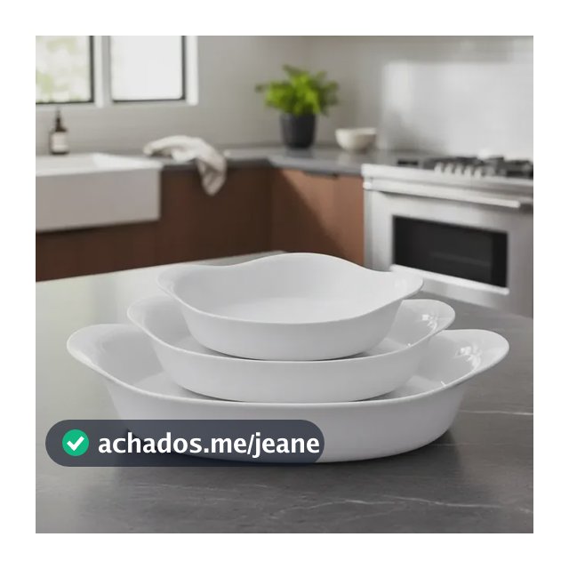 Conjunto De Assadeiras Marinex Opaline Oval 3 Peças Nadir Branco