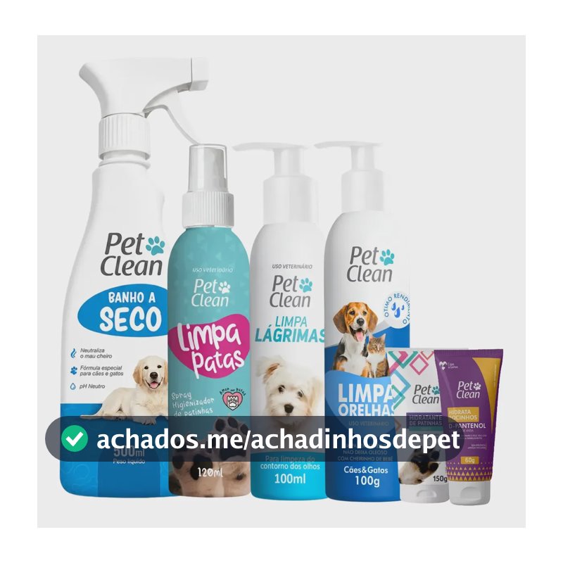 Kit Banho Seco 6 Em 1 Orelhas Lágrimas Patas Hidratante Cão Neutro