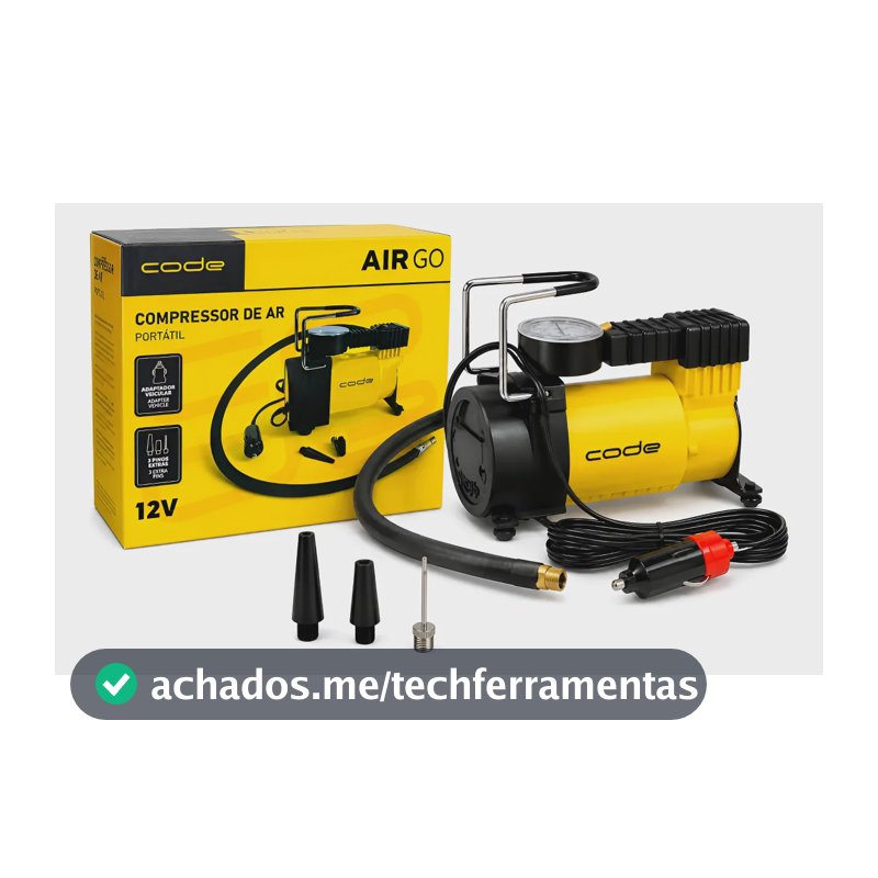 Compressor De Ar Portátil Code Air Go 12v Pneu Carro Moto Amarelo/preto 12v