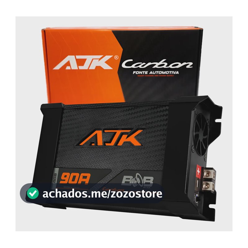 Fonte Bivolt Carregador Automotivo Ajk Bob Carbon 90a Preto Preto