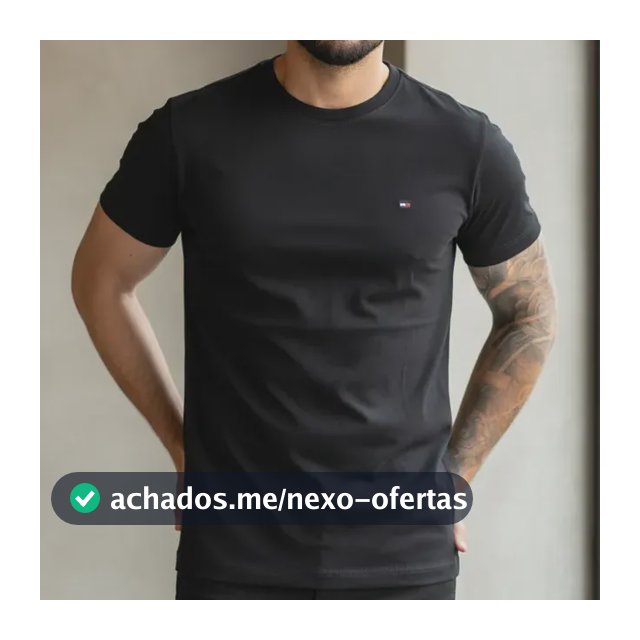 Camiseta Tommy Hilfiger Masculina Algodão Casual Premium Preto M