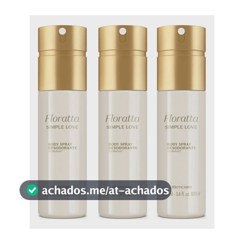 Combo Body Spray Floratta Simple Love 100ml Kit Com 3 Unidades