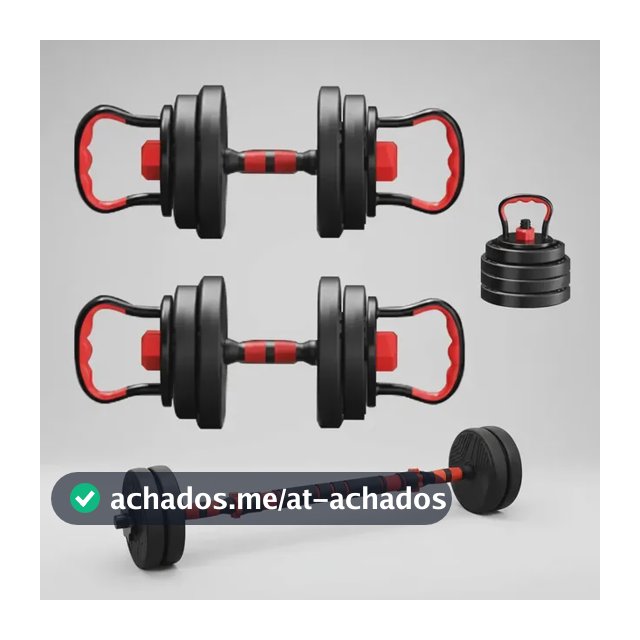 Kit Halteres 6 Em 1 Peso Musculação 15kg Ajustável Halter Preto-vermelho