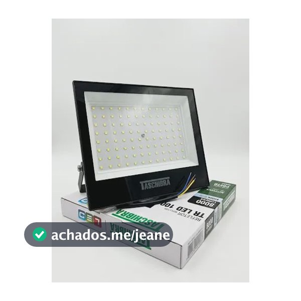 Refletor De Led Slim Preto 100w Bivolt 6500k Luz Taschibra 127/220v Preto Frio (6500k)