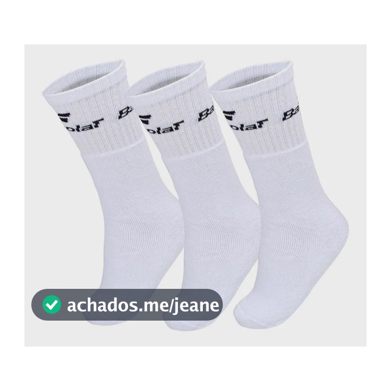 Meia Babolat Cano Médio Basic Branca 39 Ao 42 03 Pares Branco Único
