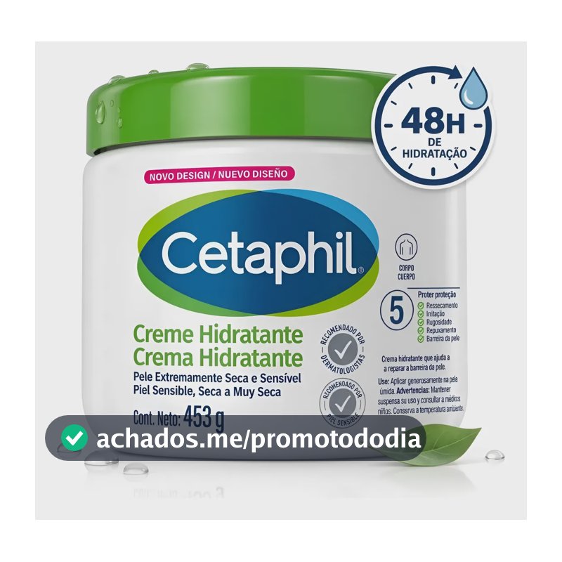 Cetaphil Creme Hidratante Corporal 453g Pele Seca Sensível Sem Fragrância