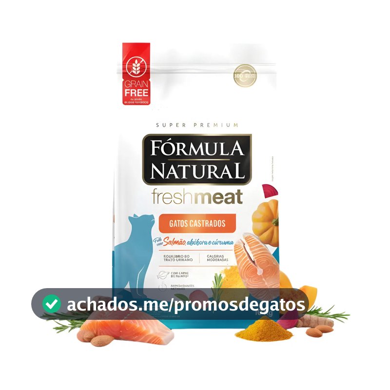 Ração Fórmula Natural Adimax Gatos Castrados Adultos Salmão Fresh Meat 10kg Pelos Brilhantes