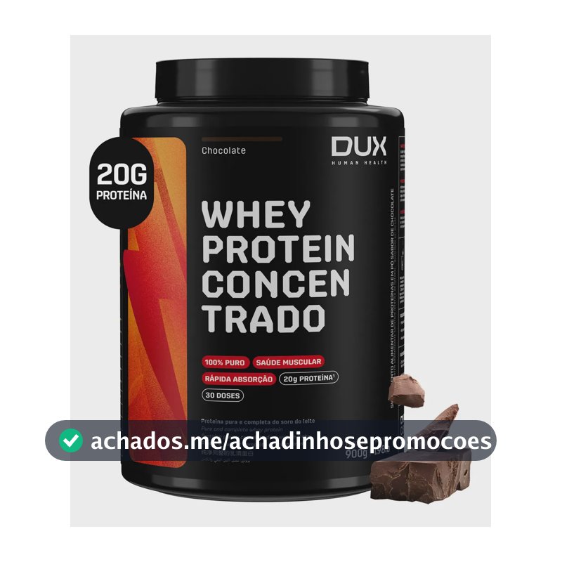 Proteína Dux Nutrition Whey Protein Concentrado Pote 900G sabor Chocolate x 900g