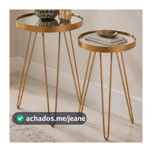 Conjunto Mesa Apoio Lateral Decorativo Pés De Ferro - Cobre