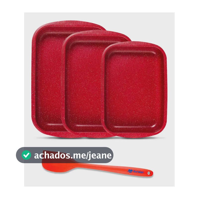Jogo 3 Assadeiras Antiaderente Cerâmica Red Marble Duralar