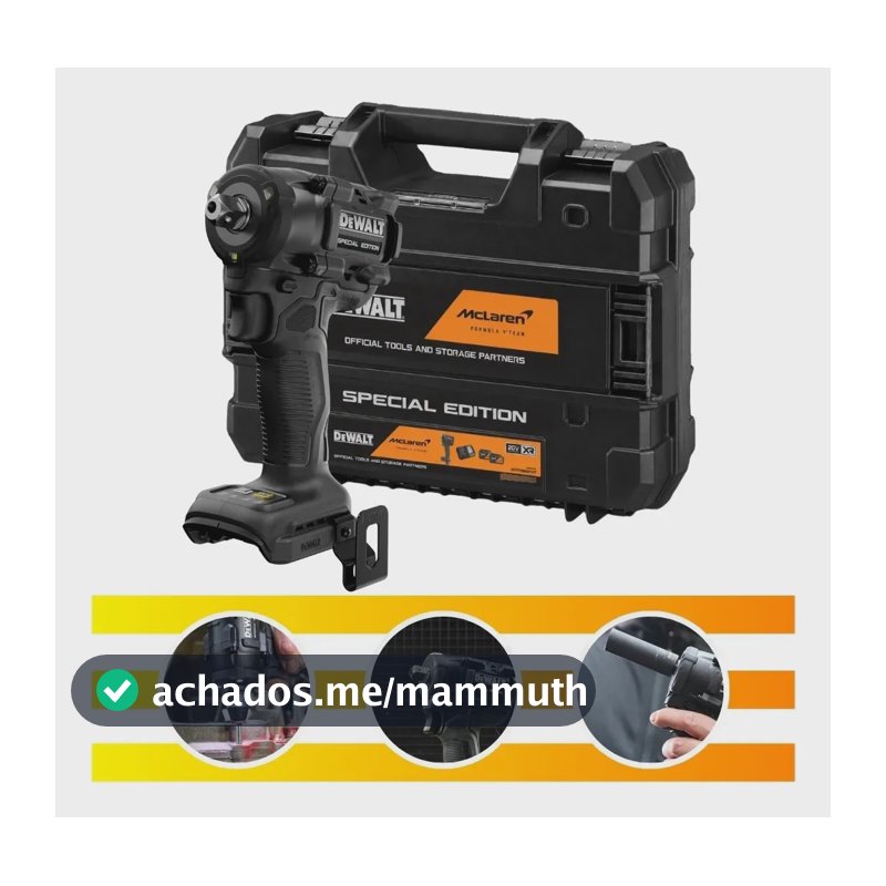 Chave De Impacto 20v Dcf92m 1/2'' Dewalt Mclaren Com Maleta Preto