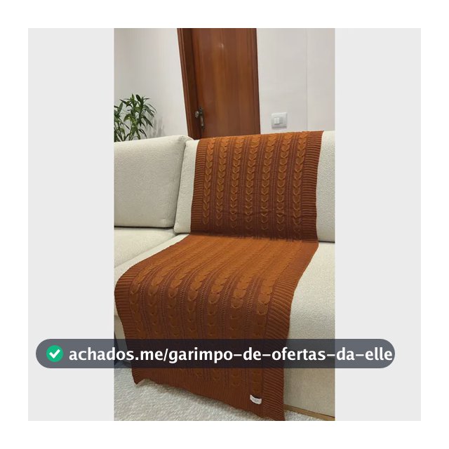 Peseira Manta Trança Tricot Cama Solteiro 160x60cm Madrid