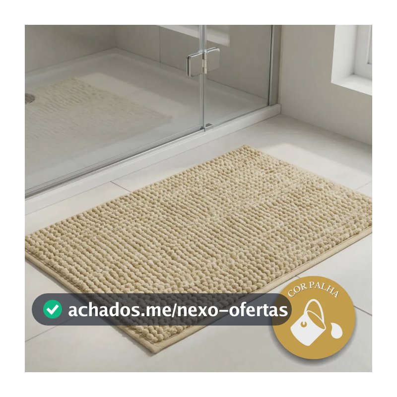 Tapete Banheiro Dedinho Macio Bolinha Antiderrapante - Palha