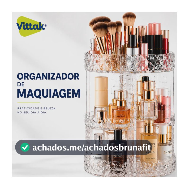Vittak Organizador Maquiagem Cosméticos Batom Acrílico Giratório 360º Ajustável